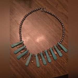 Elegant Turquoise and Glass Beaded Necklace